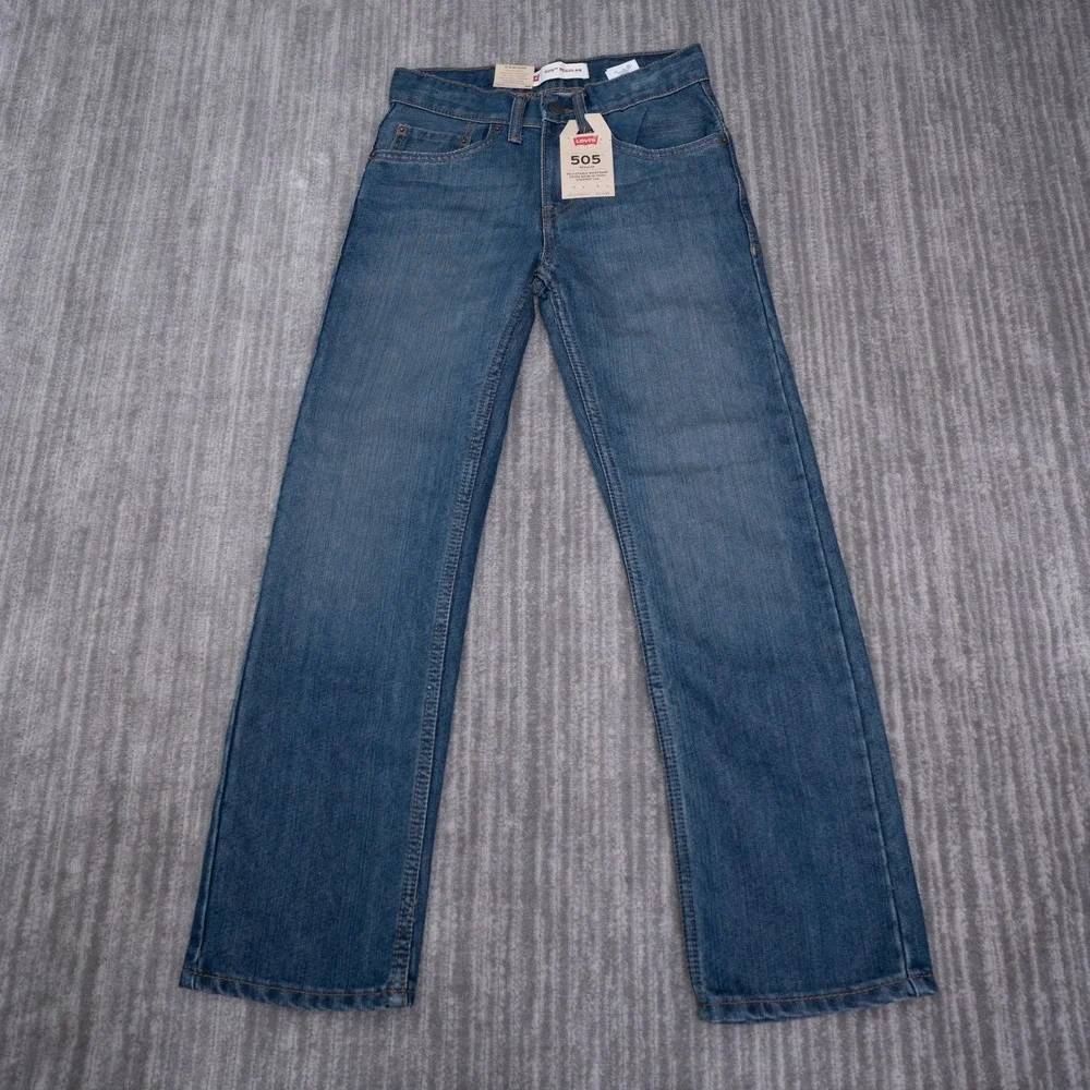 Levis 505 Regular Straight Leg Jeans Boy 10 Slim 23x25 Fit 26x26 Medium Wash NWT